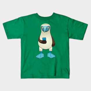 Blue-footed Booby with Phone Kids T-Shirt